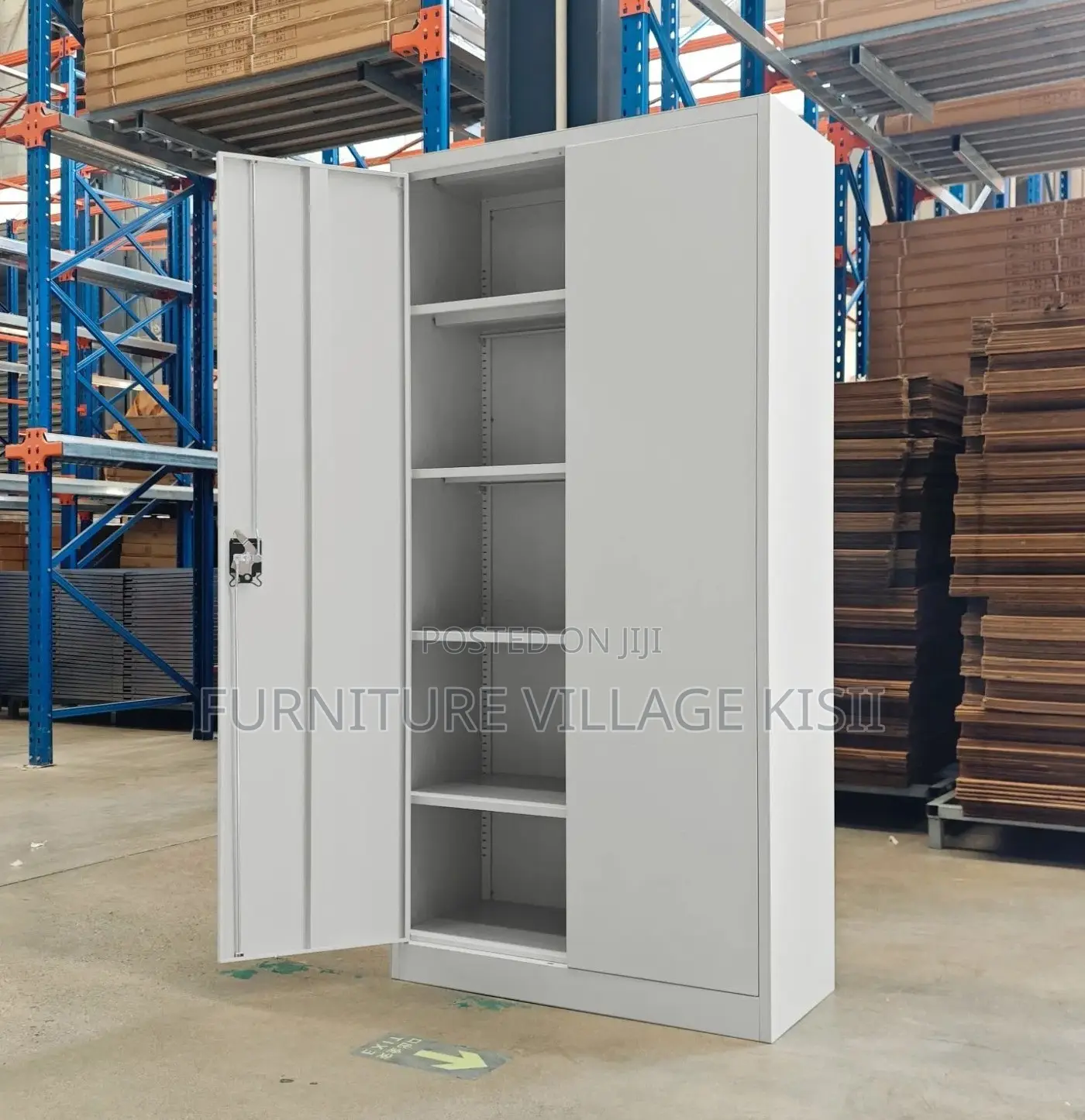 Office Cabinet; 2 Door Metallic Office Cabinet With Adjustable Shelves