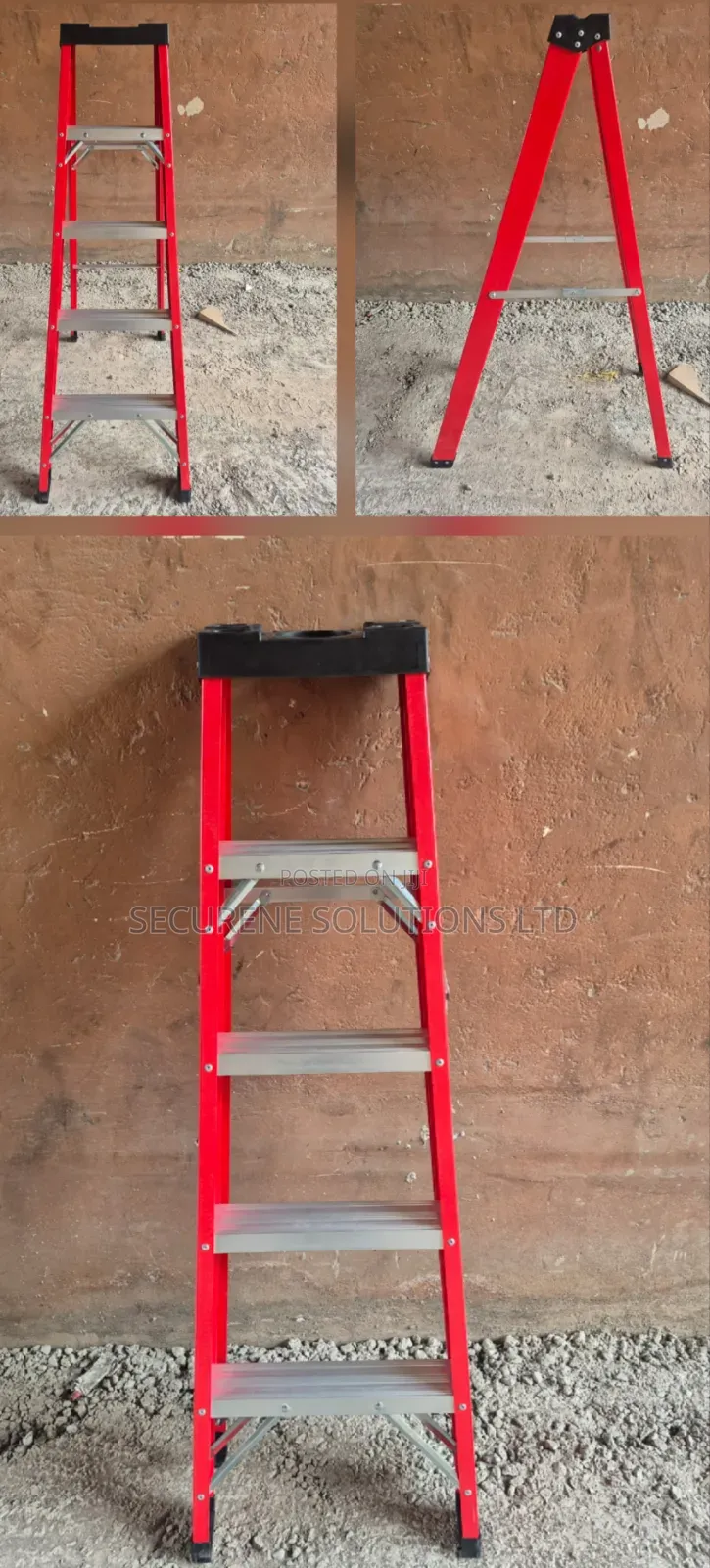 5-Step Heavy-Duty Single-Sided Fiberglass a-Frame Step Ladder