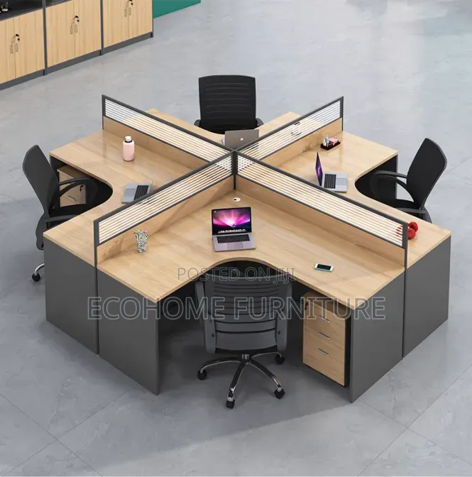 Workstation. L-Shape 4 Station Desk
