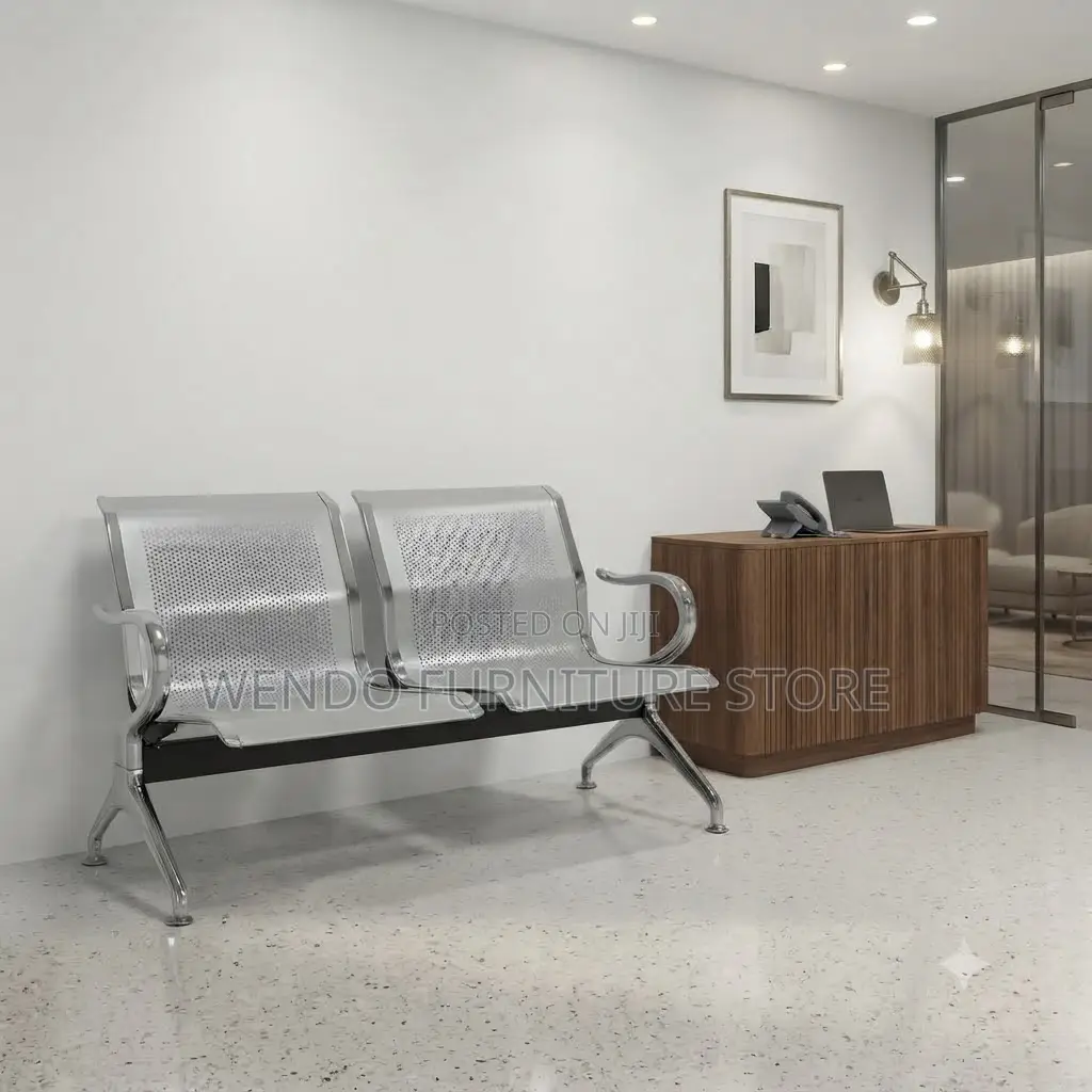 Office Bench; Two Seaters Metallic Front View Bench