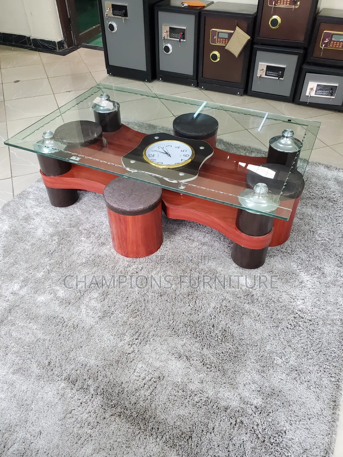 Glass-Top Coffee Table With Built-in Clock
