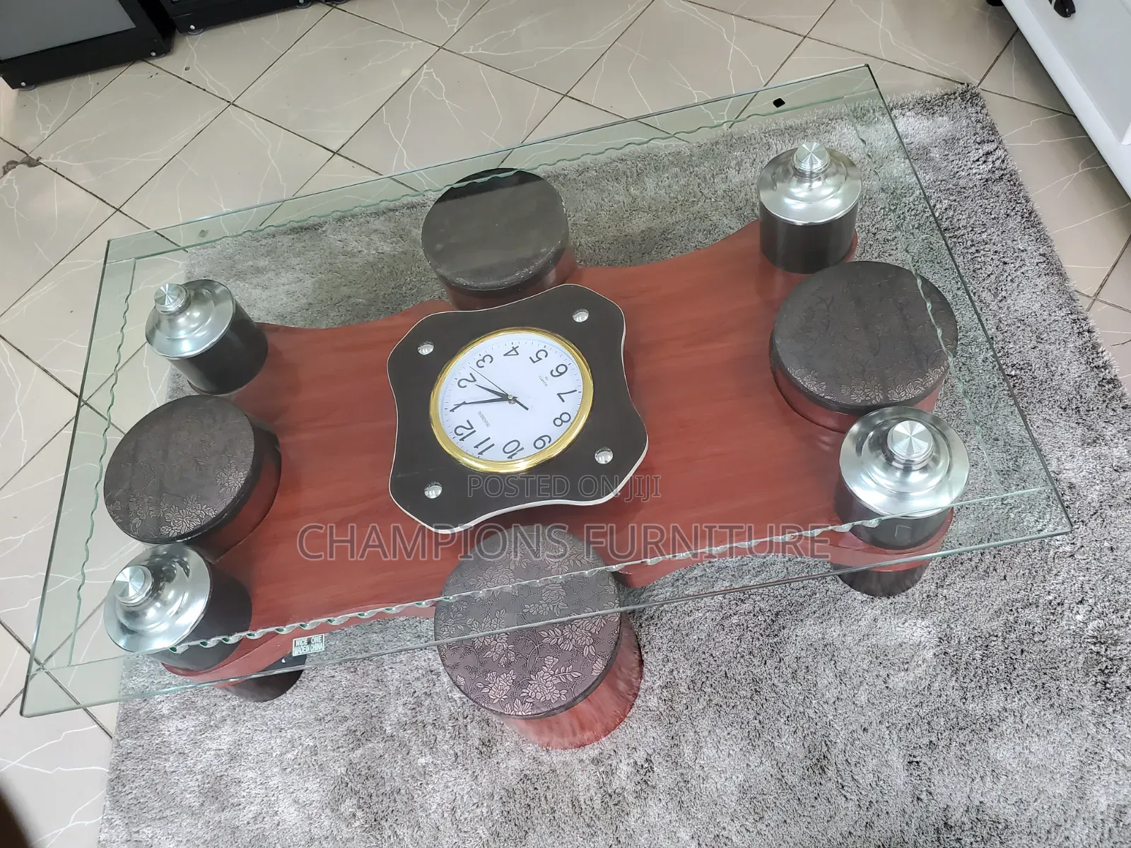 Glass-Top Coffee Table With Built-in Clock