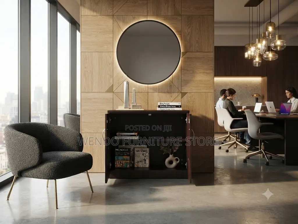 Office Cabinet; Brown- Colored Office Credenza Cabinet