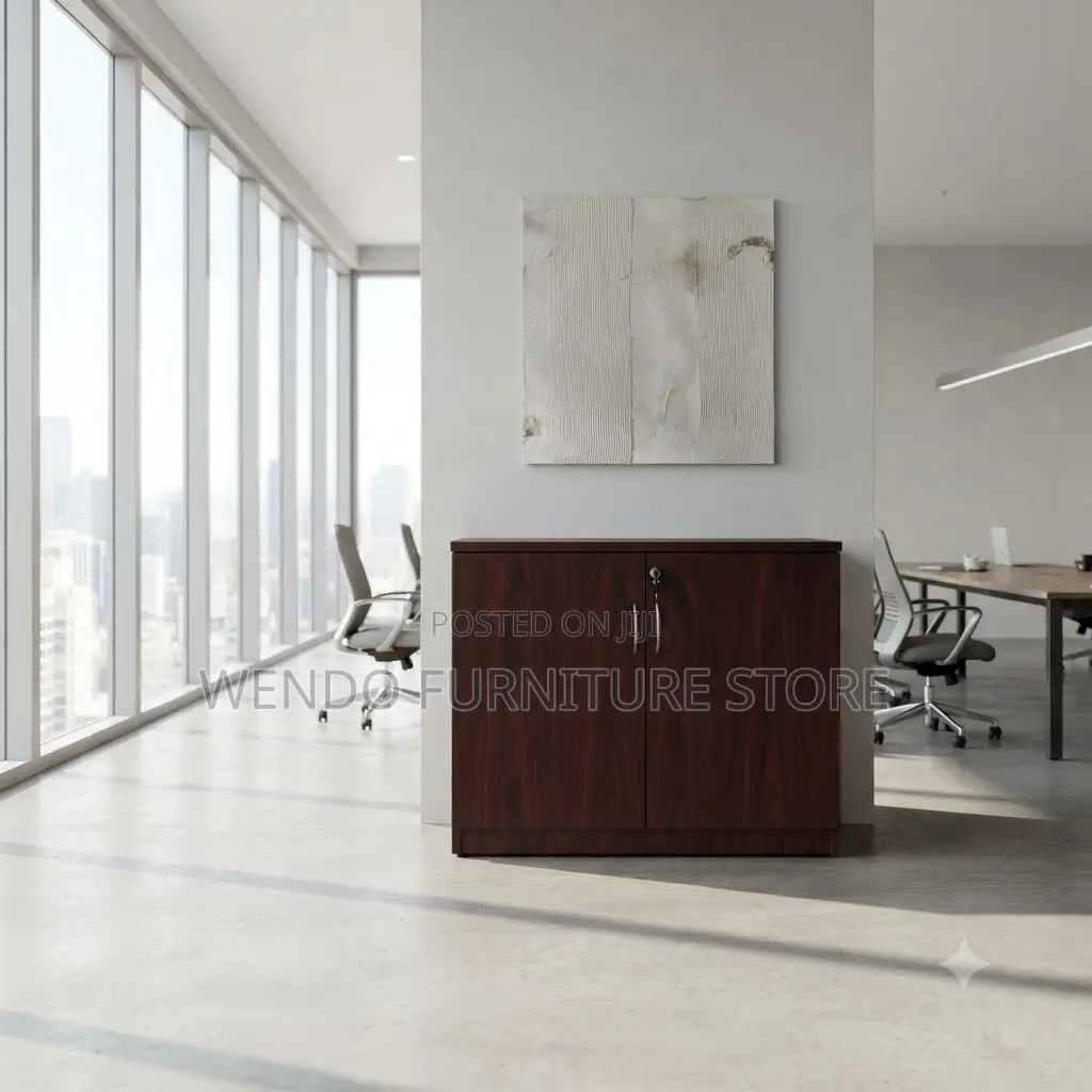 Office Cabinet; Brown- Colored Office Credenza Cabinet