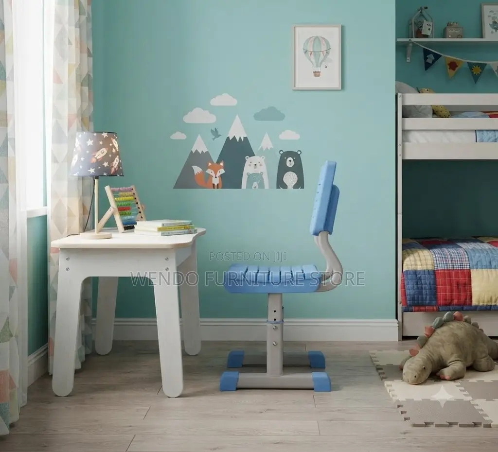 Home Desk; Brown-Blue Adjustable School Desk