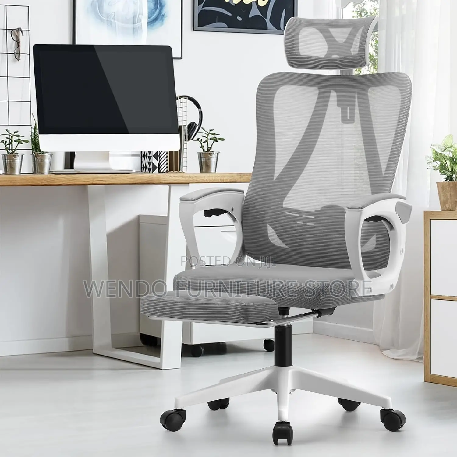 Office Chairs; High White Orthopedic With Footrest