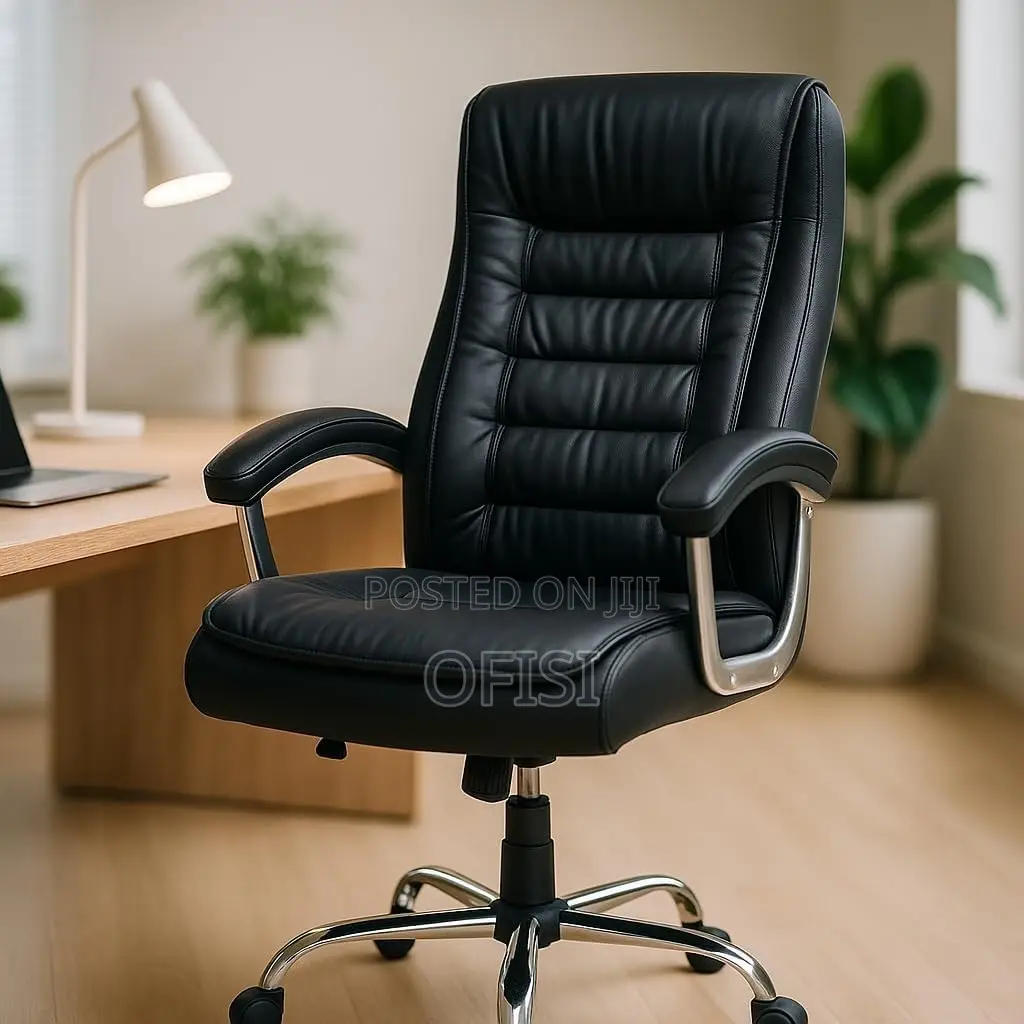 Office Chair; Black Executive Office Leather Chair