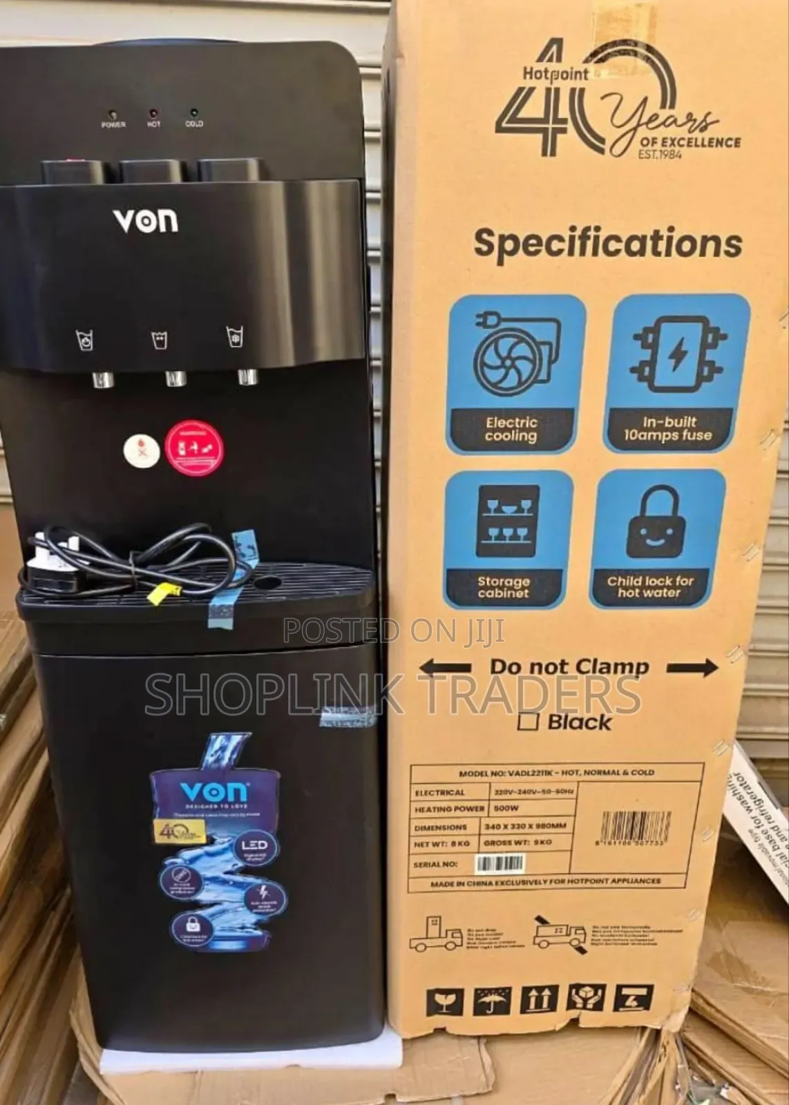 VON Water Dispenser 3 Tap Hot & Cold & Normal Electric Cooling