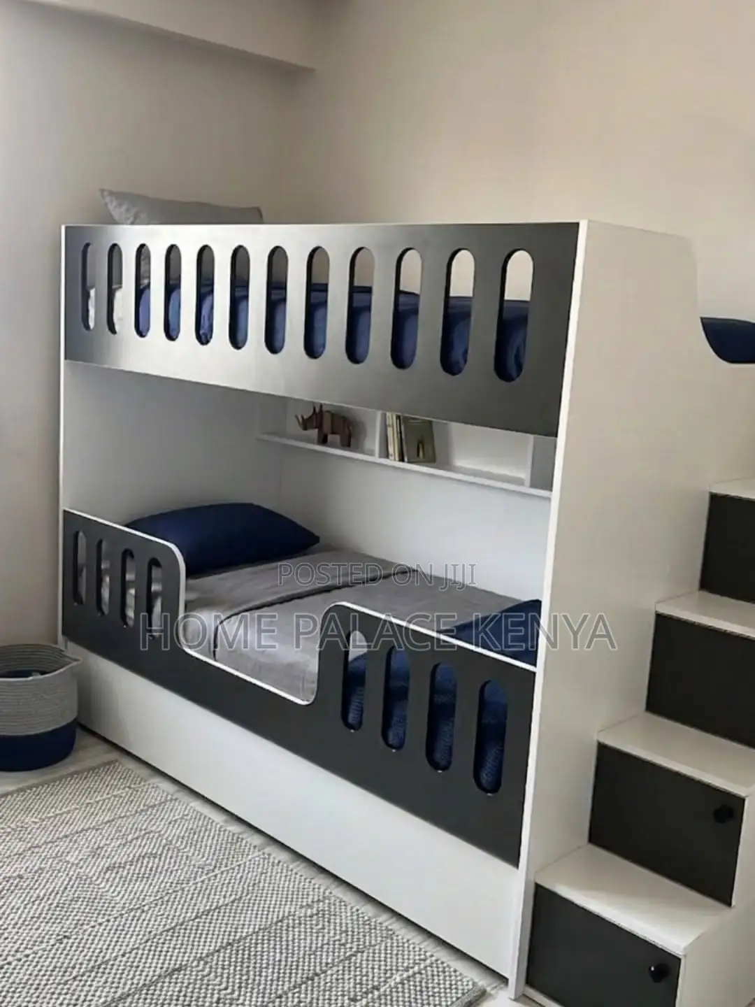 Bunk Bed: Contemporary Wooden Bunk Bed With Ladder