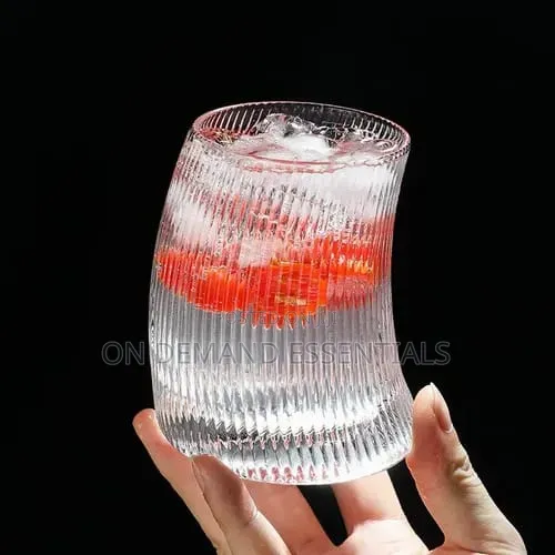 Clear Ribbed Wave Crystal Whiskey Glasses