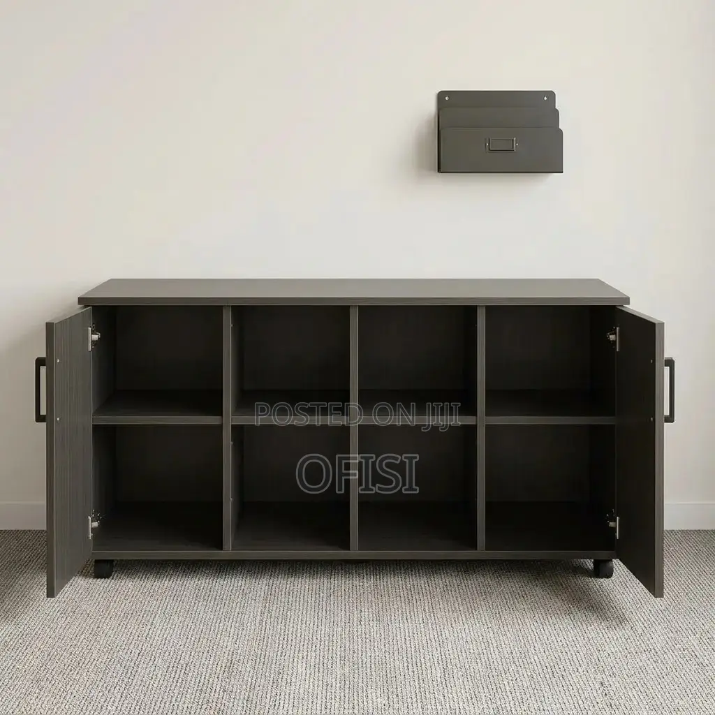 Office Cabinet; 4 Door Wooden Storage Credenza