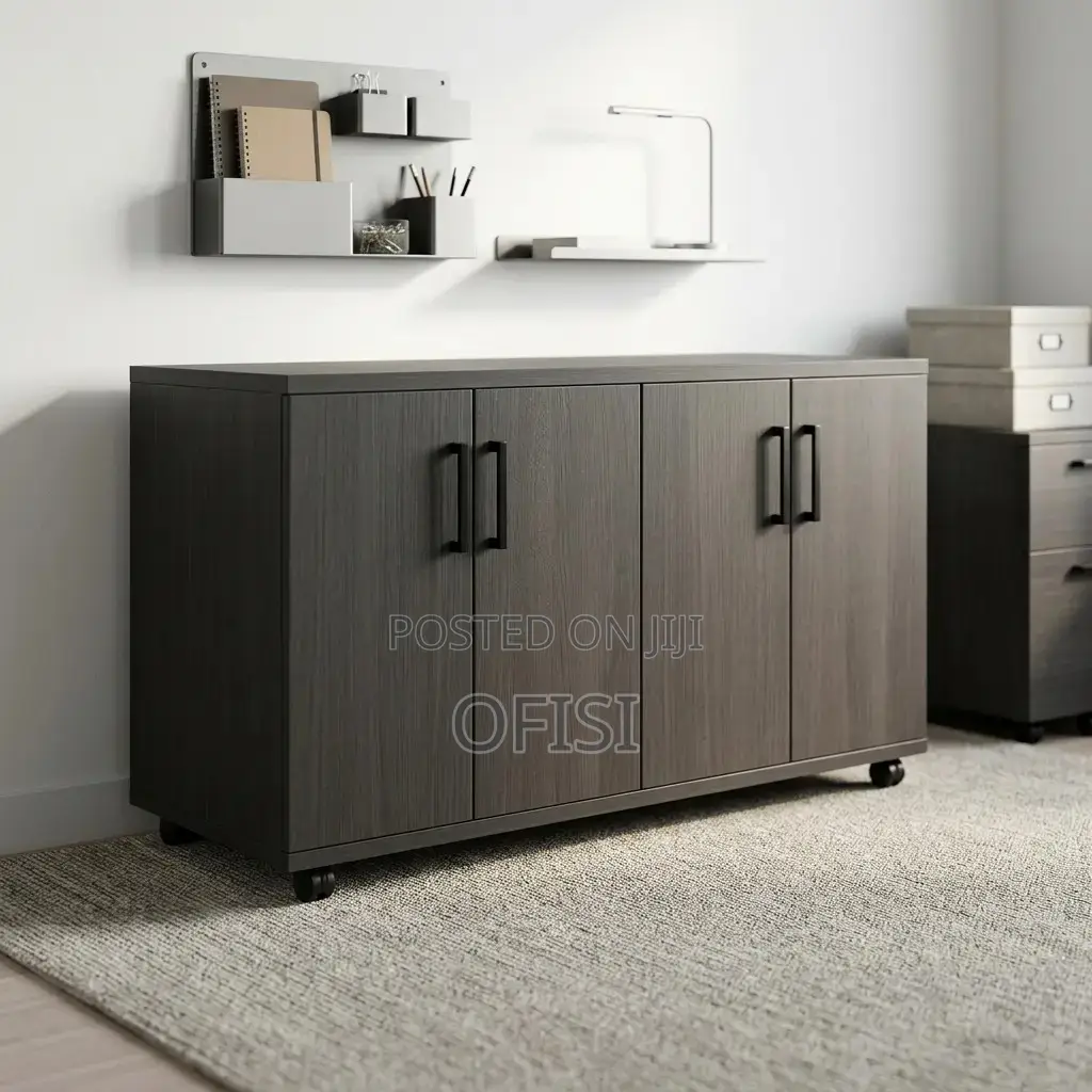 Office Cabinet; 4 Door Wooden Storage Credenza