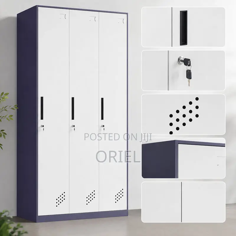 Office Cabinet : 3-Door Steel Straight Locker Cabinet
