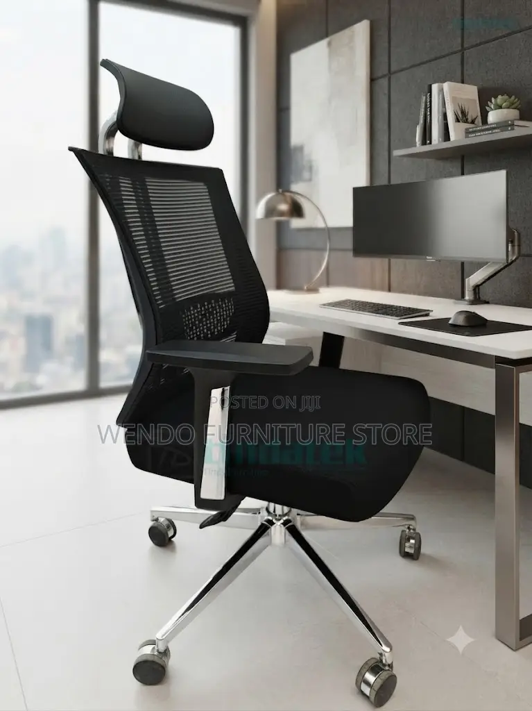 Office Chairs; Orthopedic Fabric Office Chair With Metallic Backrest