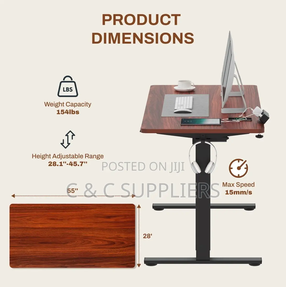 Adjustable Electric Controlled Table-120cm