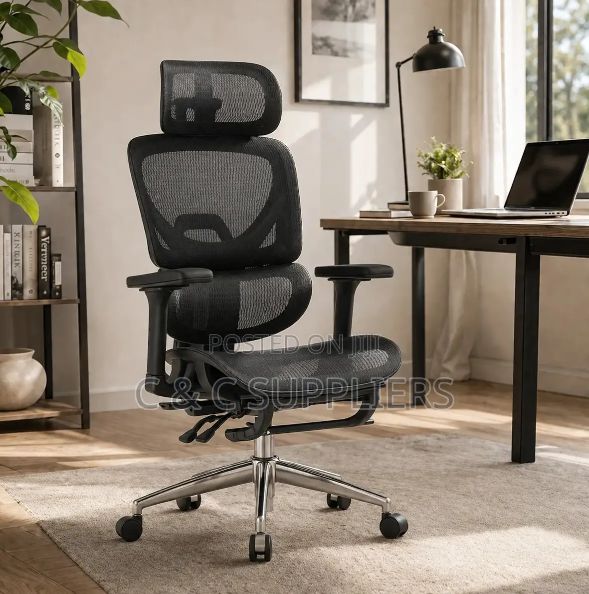 Office High Back Orthopedic Chair With Footrest