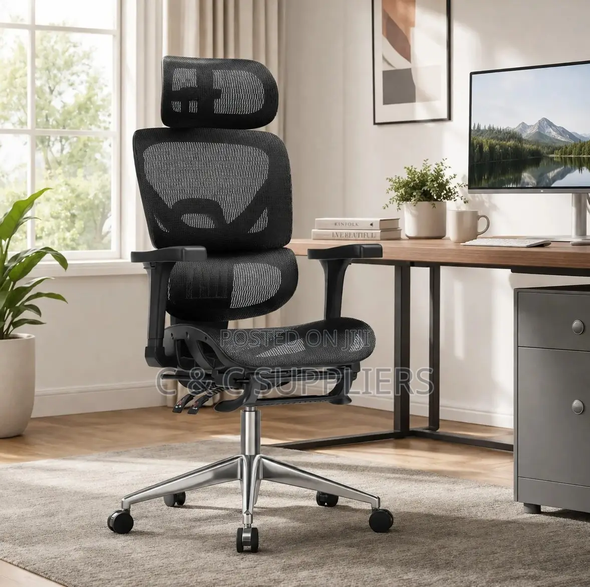 Office High Back Orthopedic Chair With Footrest