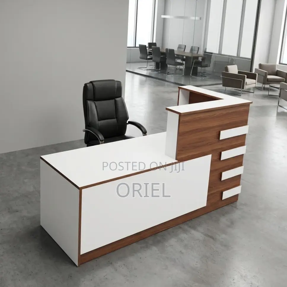 Reception Desk:1.8M Modern Customized Reception Desk With Storage Unit