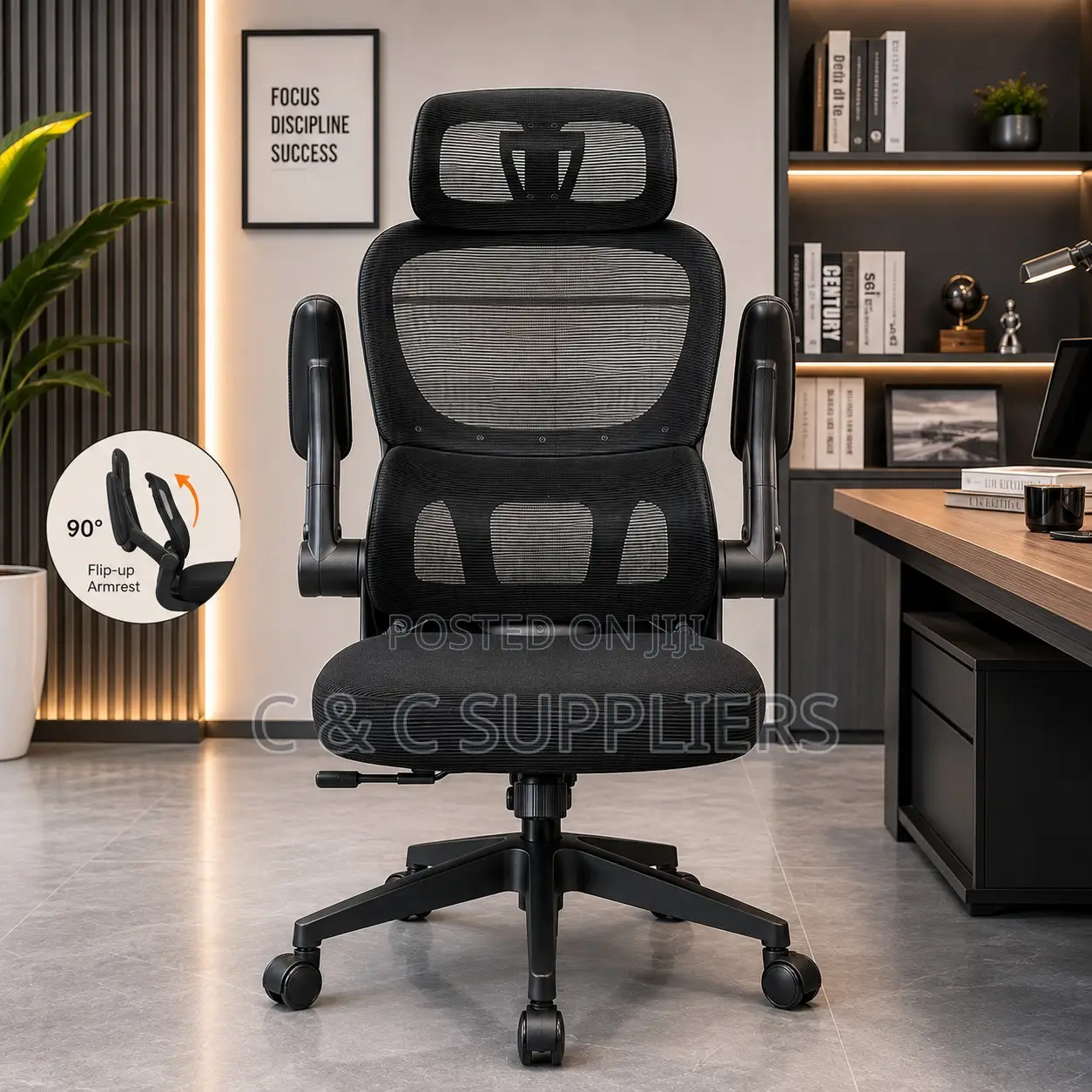 Ergonomics Study Desk Chair With Flip Arms