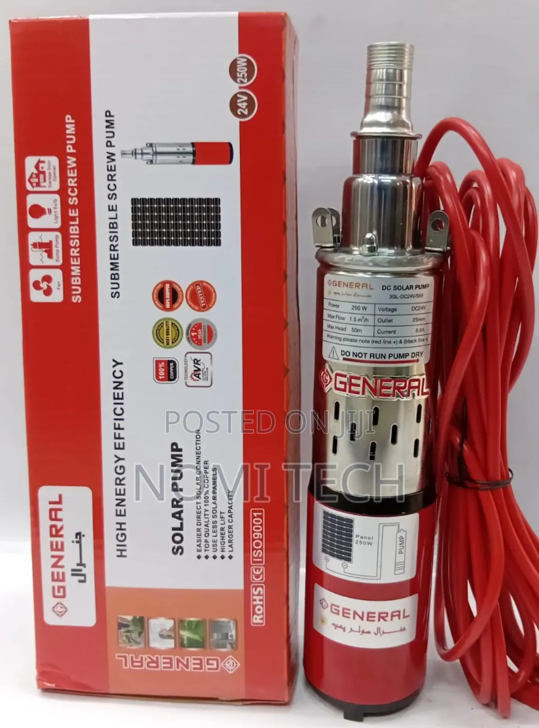 0.5hp Solar Submersible Water Pump/General Pump 50m×250watts