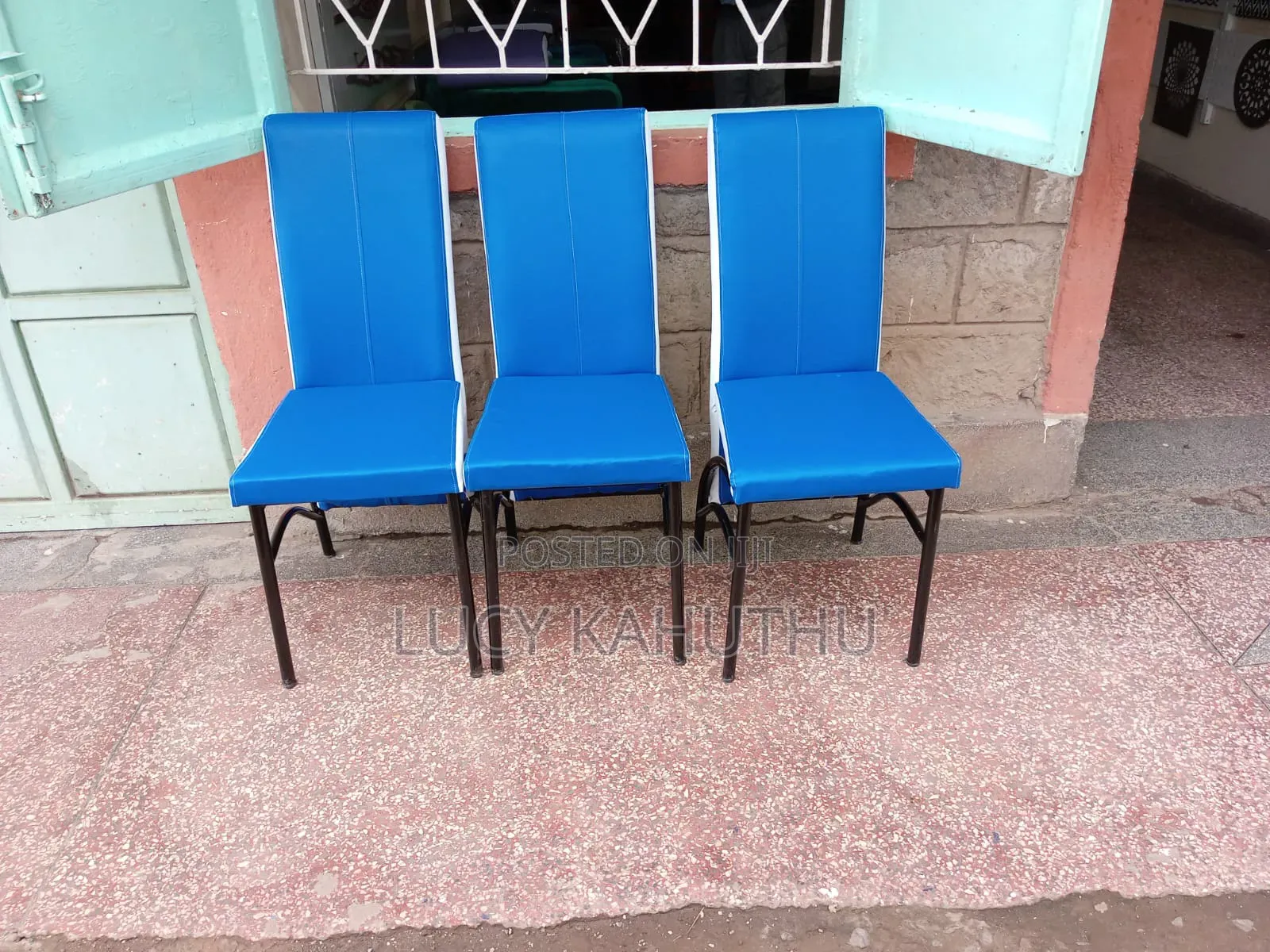 Blue Executive Set With Square Marble Table