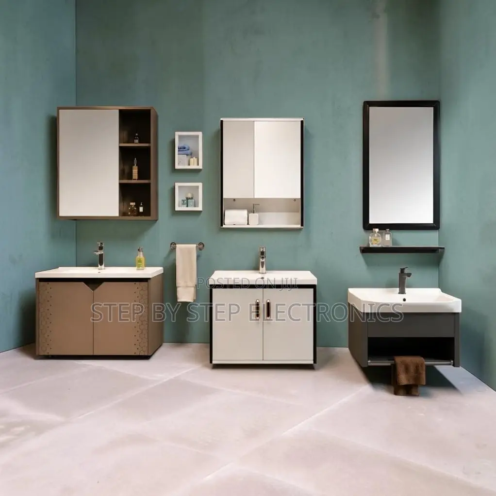 Wall Mounted Bathroom Vanity Cabinet With Ceramic Basin Mirror