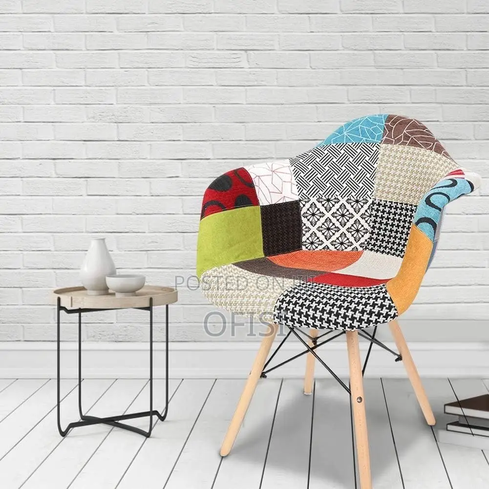 Dining Chair; Patchwork Eames Padded Waiting Chair