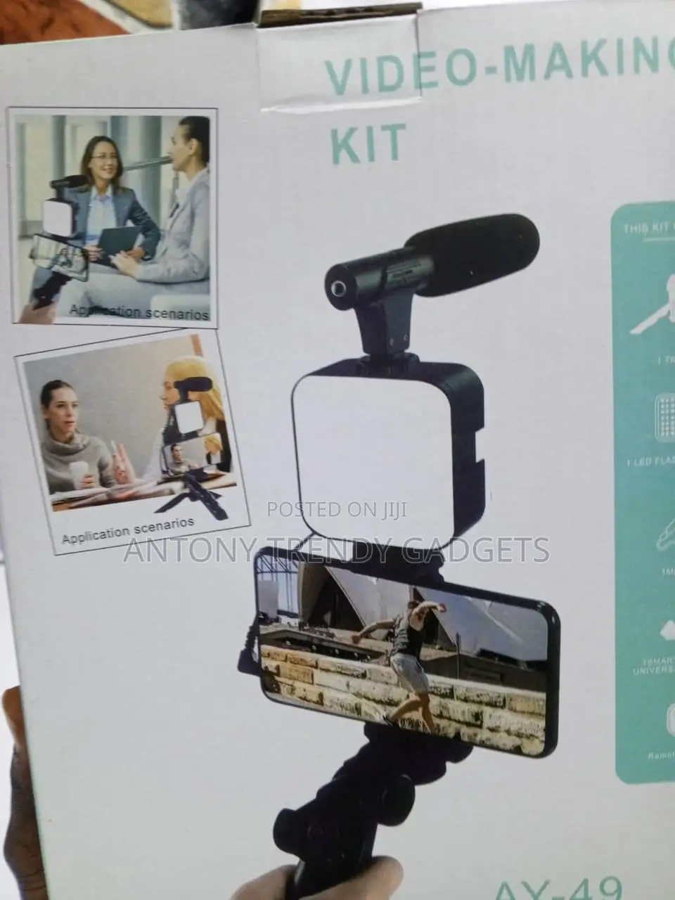 AY-49 Mobile Vlogging Kit With LED Light Microphone