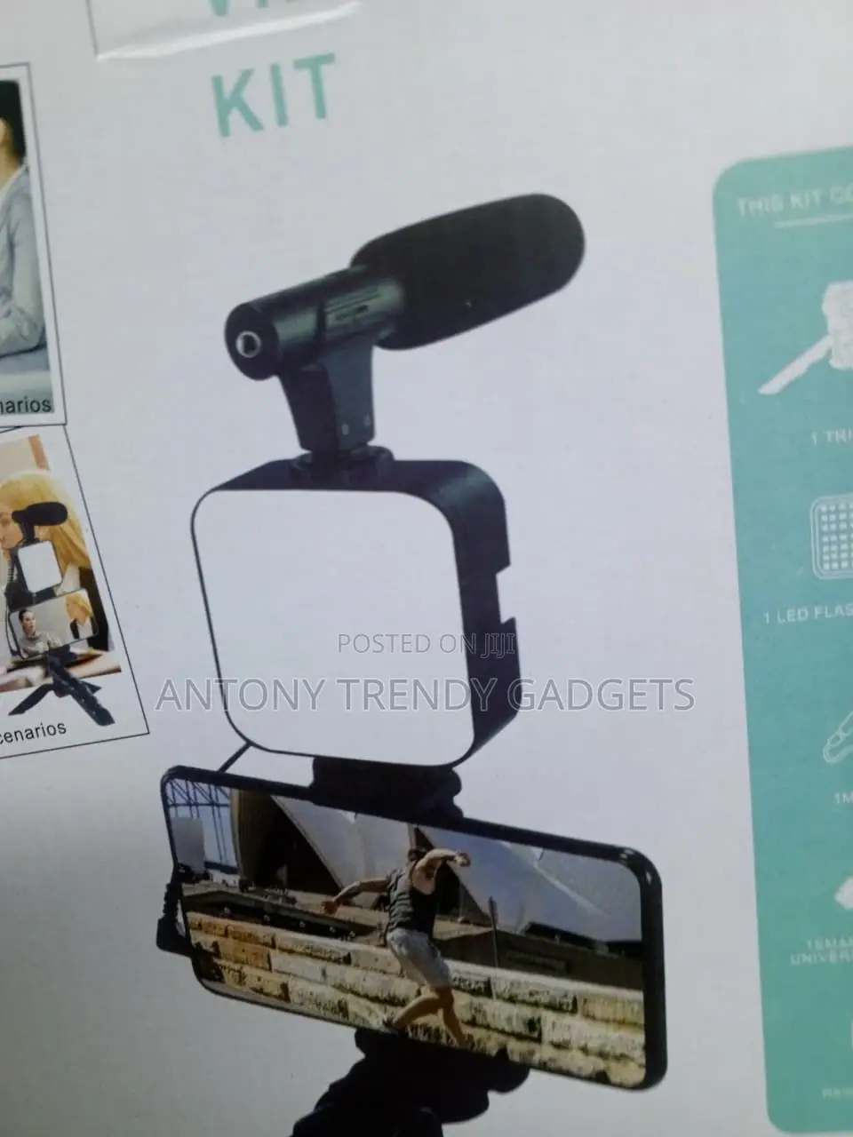 Professional AY-49 Vlog Kit With Mic, LED Light Holder