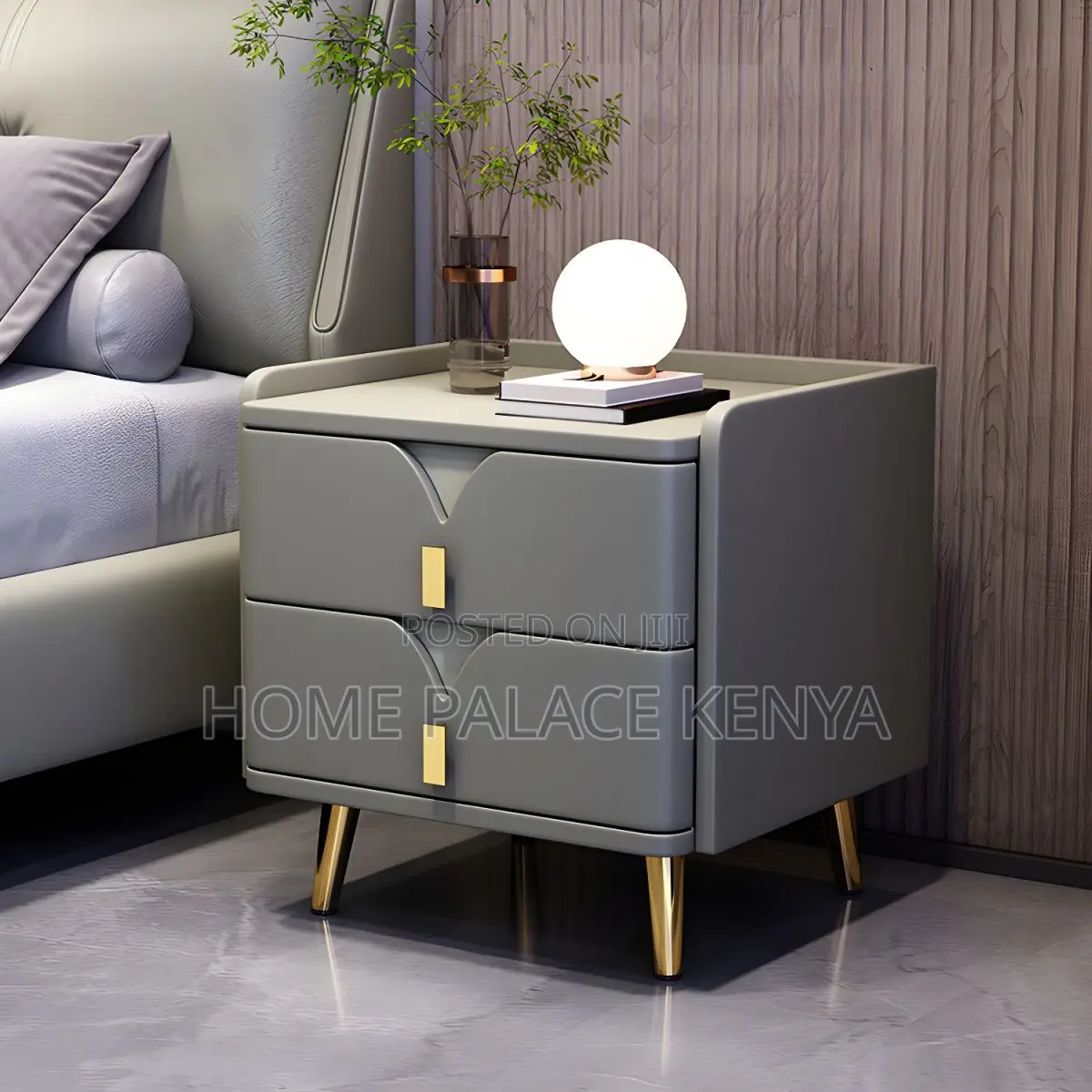 Bedside Cabinet; Industrial Style Wooden Cabinet With Metal Legs