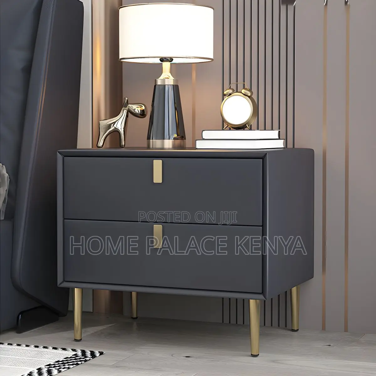 Bedside Cabinet; Industrial Style Wooden Cabinet With Metal Legs
