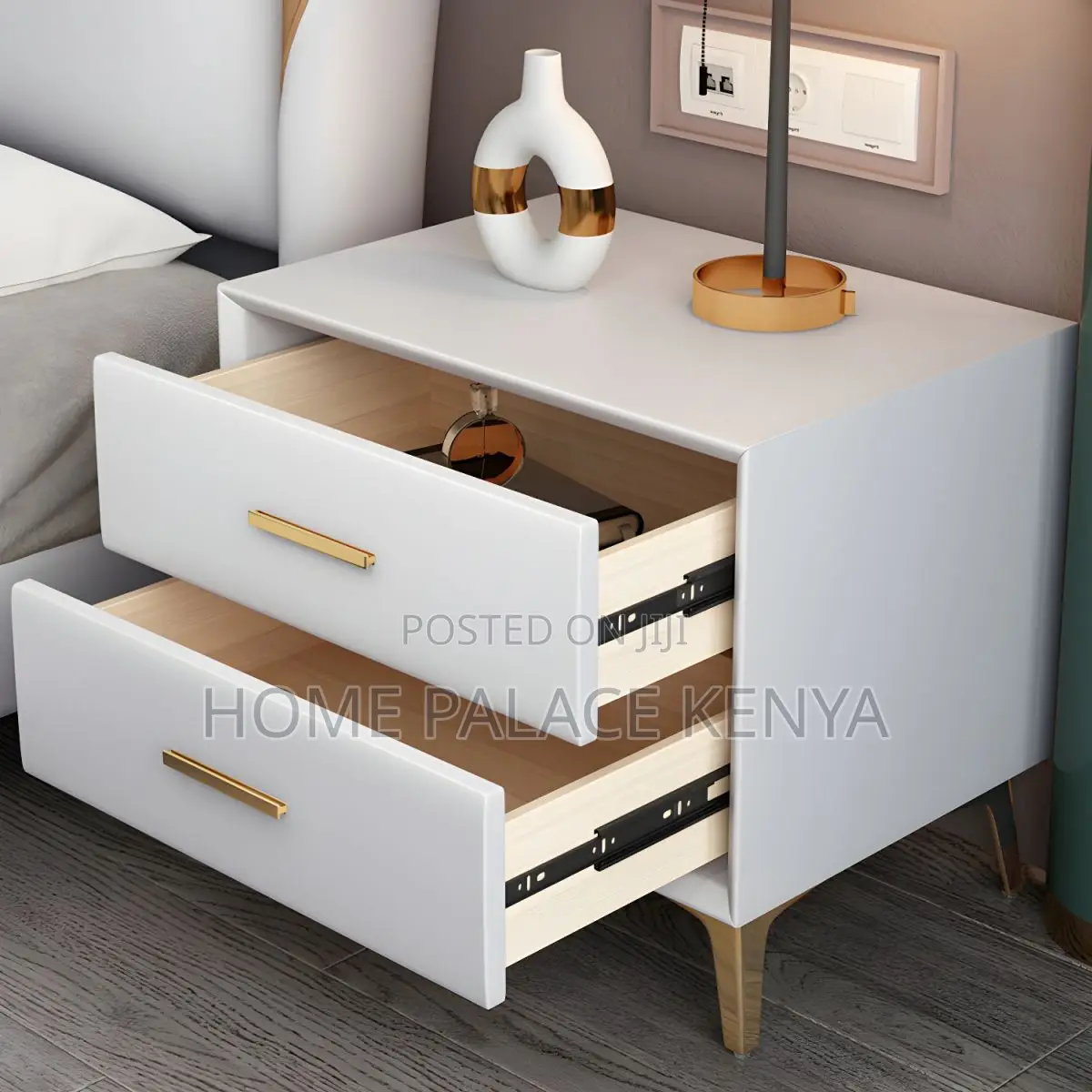 Bedside Cabinet; Industrial Style Wooden Cabinet With Metal Legs