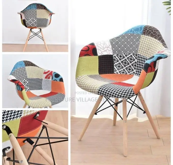 Dining Chair; Fabric Bucket Wooden Outdoor Dining Chair
