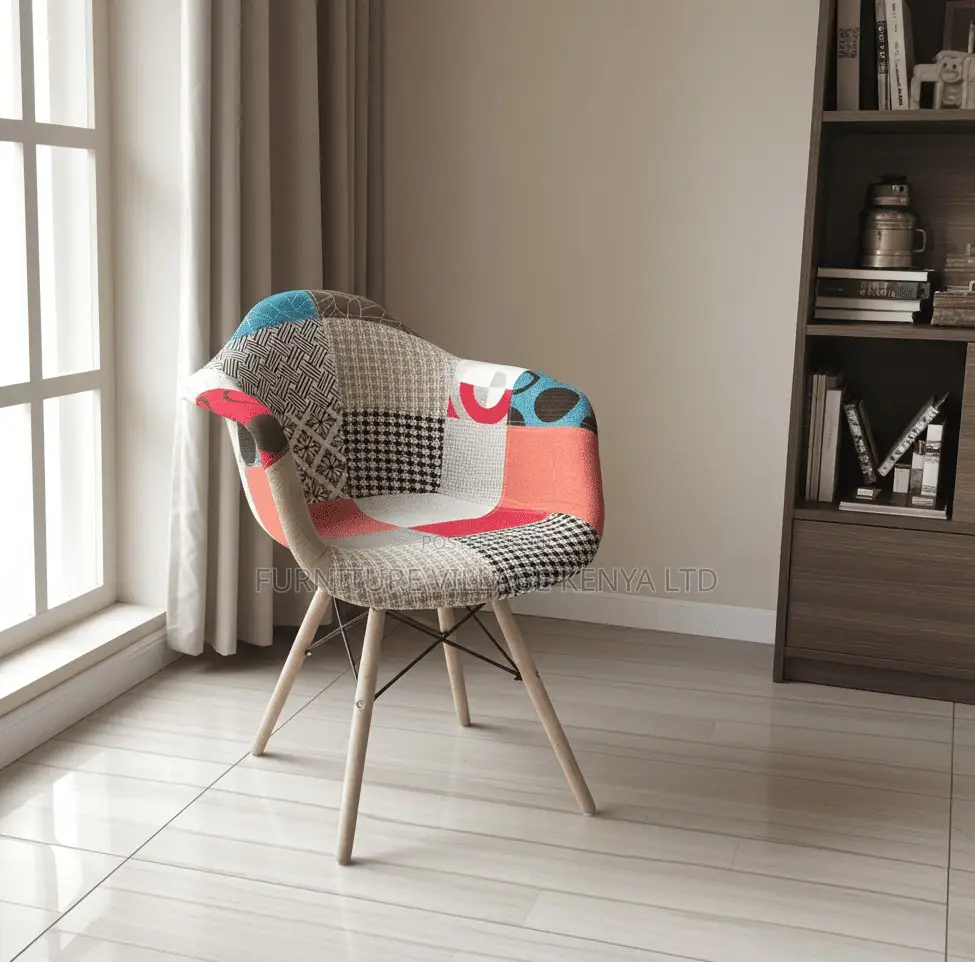 Dining Chair; Fabric Bucket Wooden Outdoor Dining Chair