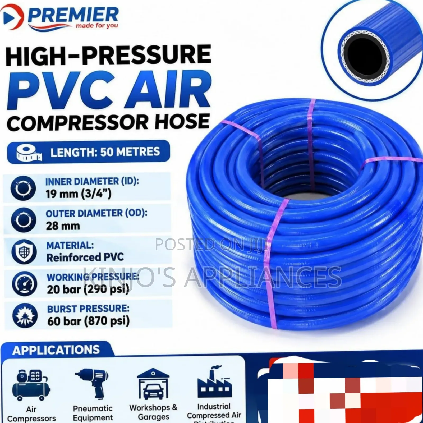 Premier High Pressure PVC Air Compressor Hose