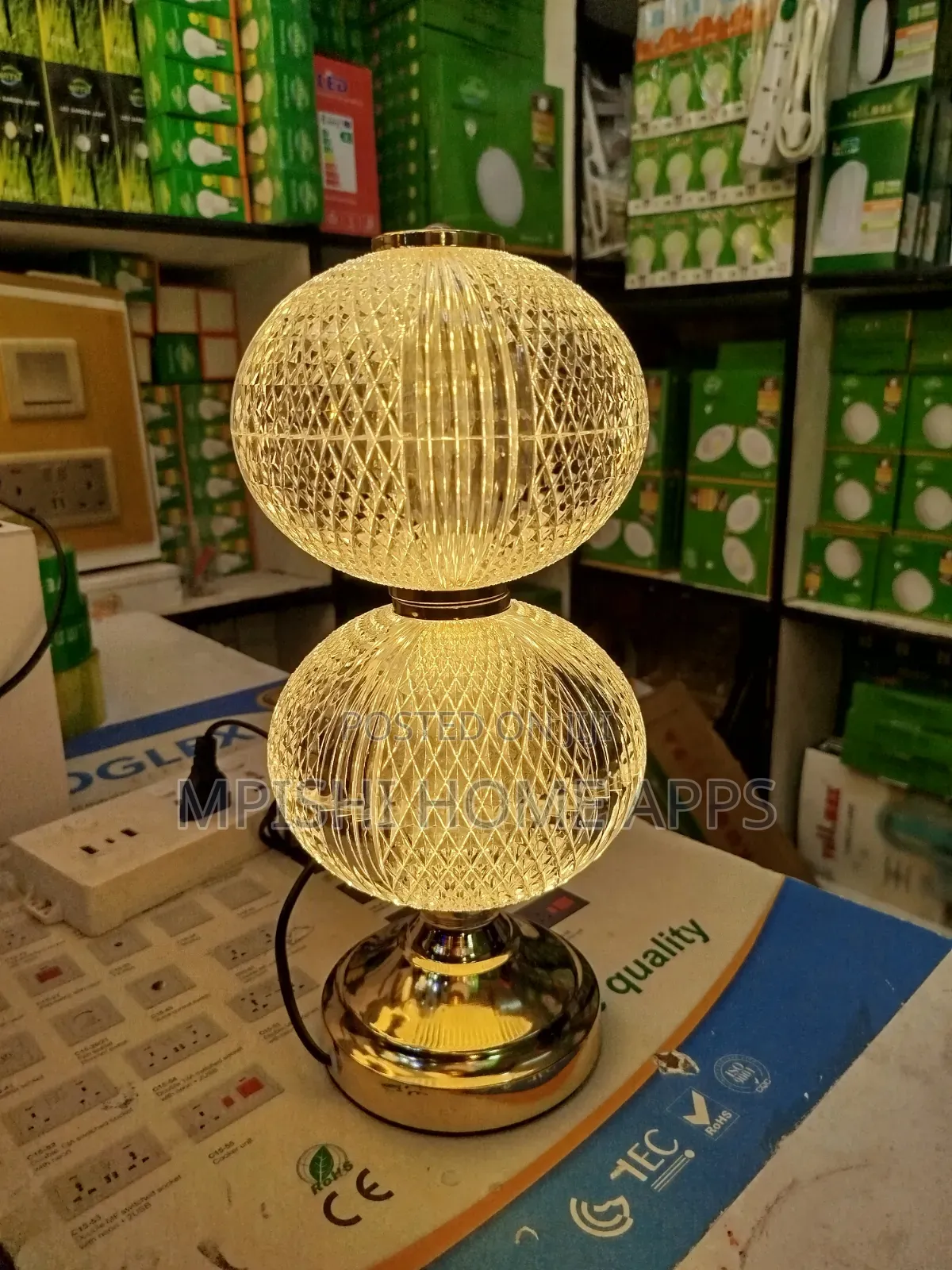 Double-Globe Acrylic Crystal Table Lamp