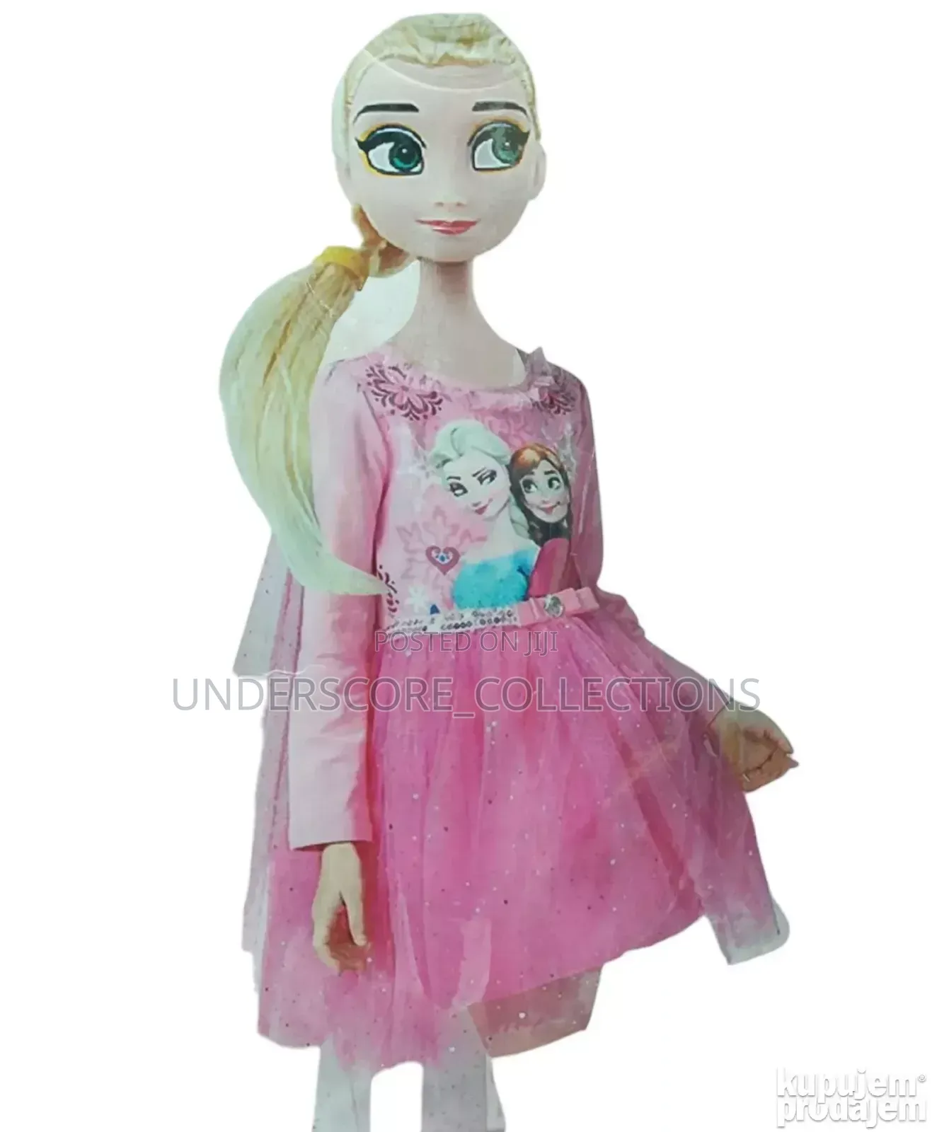 Pink Long-Sleeve Frozen-Themed Girls Costume Dress