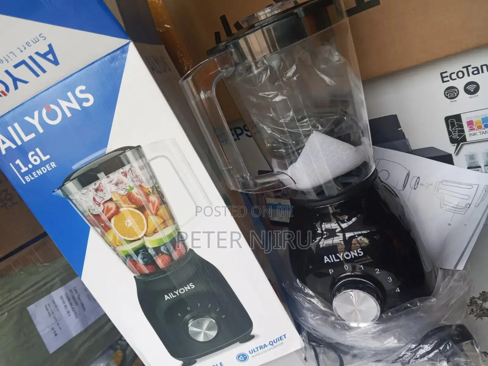 AILYONS 1.6L Multifunction Electric Blender With Grinder - BLACK