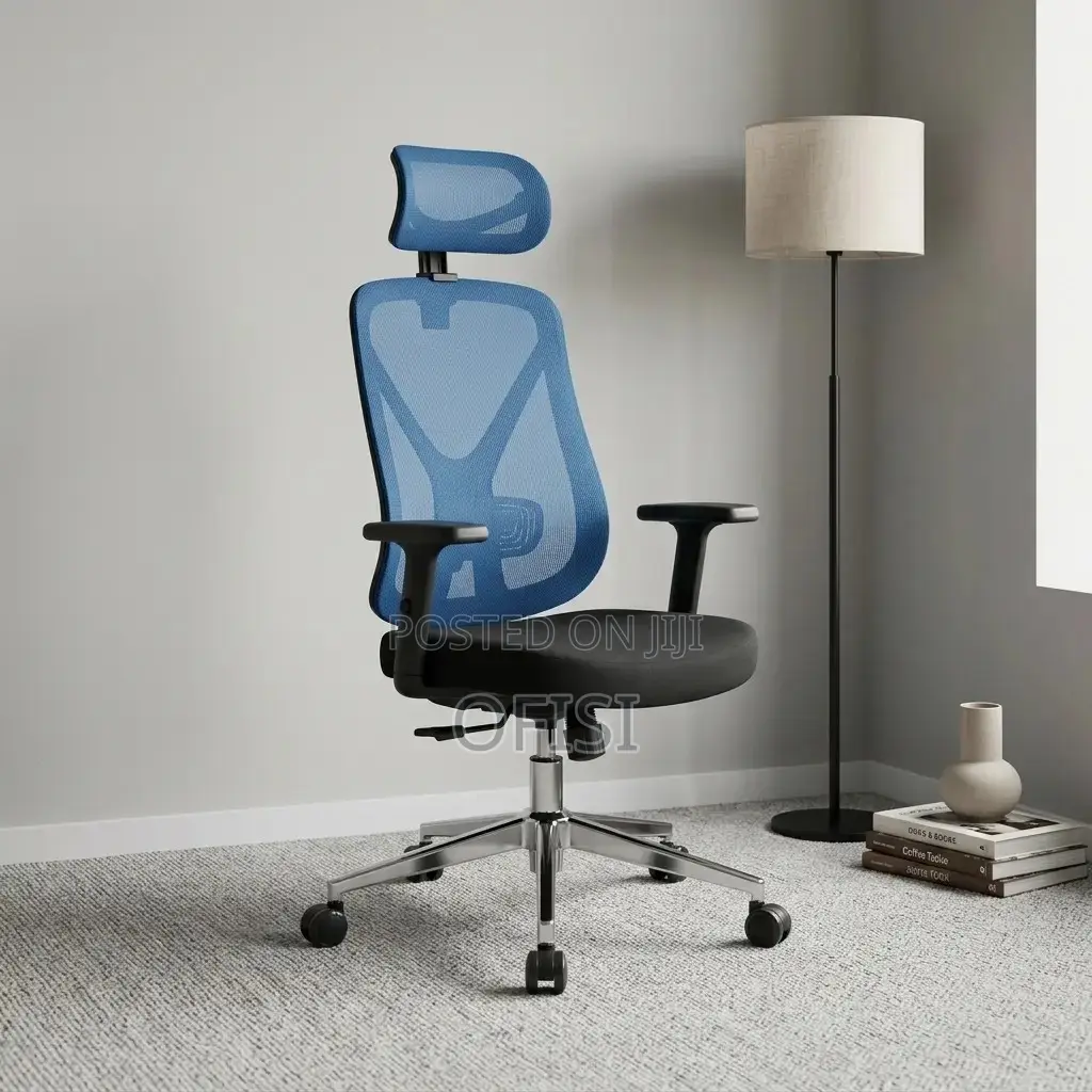 Office Chair; Blue Ergonomic Mesh Office Chair