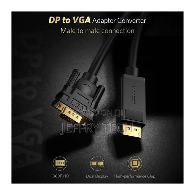 Ugreen DisplayPort to VGA Cable 1.5m (DP Male to VGA Male) – Full HD
