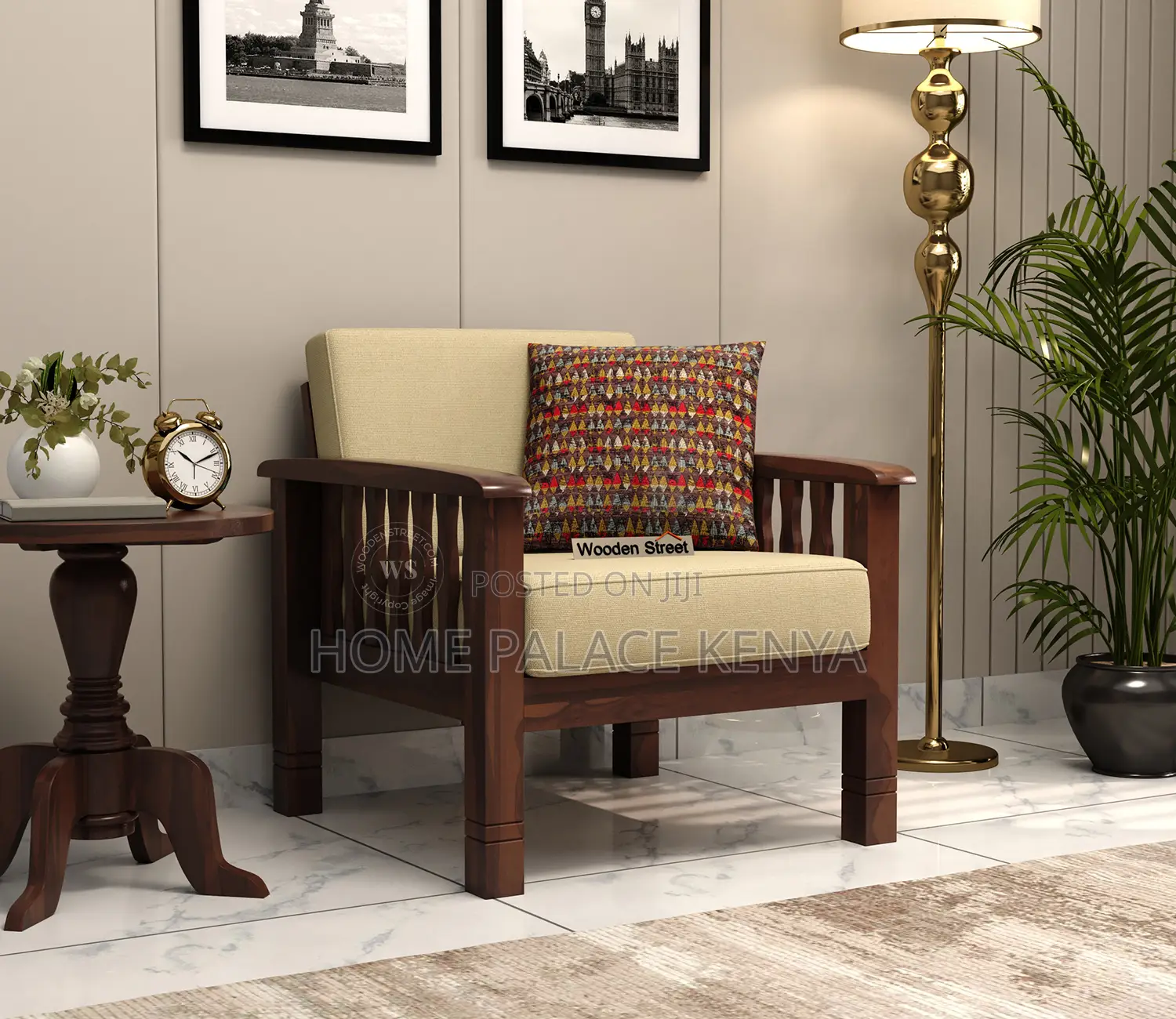 Accent Chair; Comfortable Wood Accent Chair With Detachable Cushions