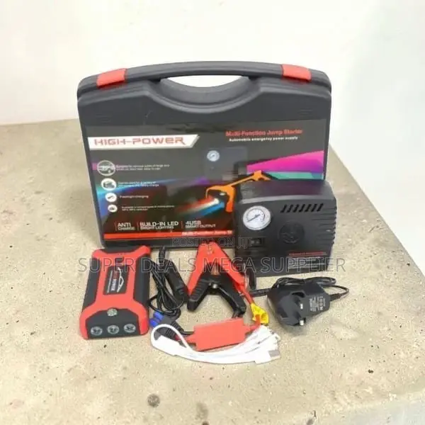 Large Capacity 12V 99800mAh Emergency Car Jump Starter Air Compressor