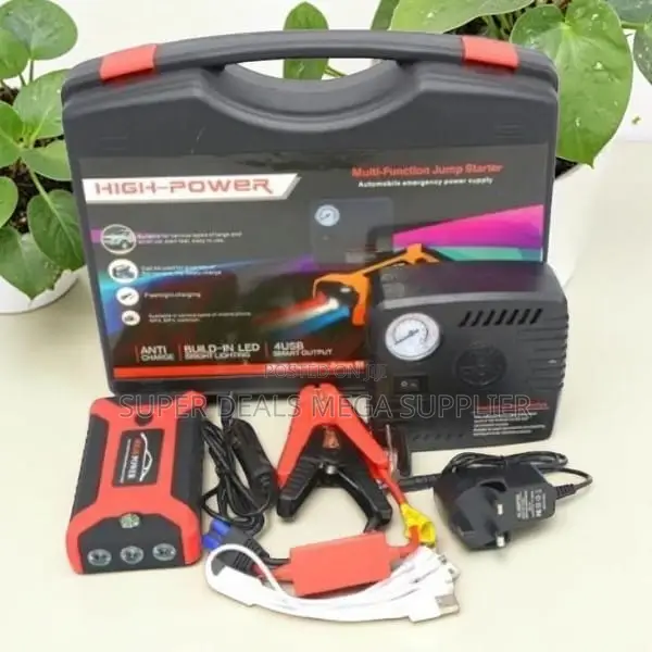 Large Capacity 12V 99800mAh Emergency Car Jump Starter Air Compressor