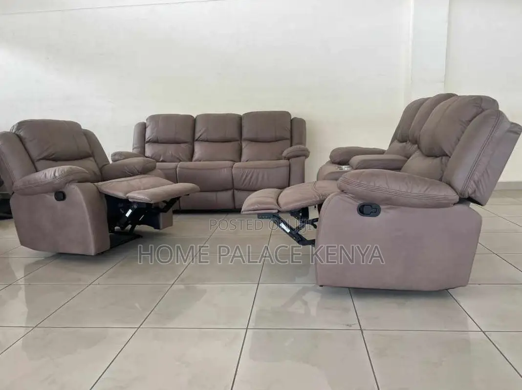 Home Sofa; Complete 3-2-1 Leather Recliner Sofa Set for Living Rooms