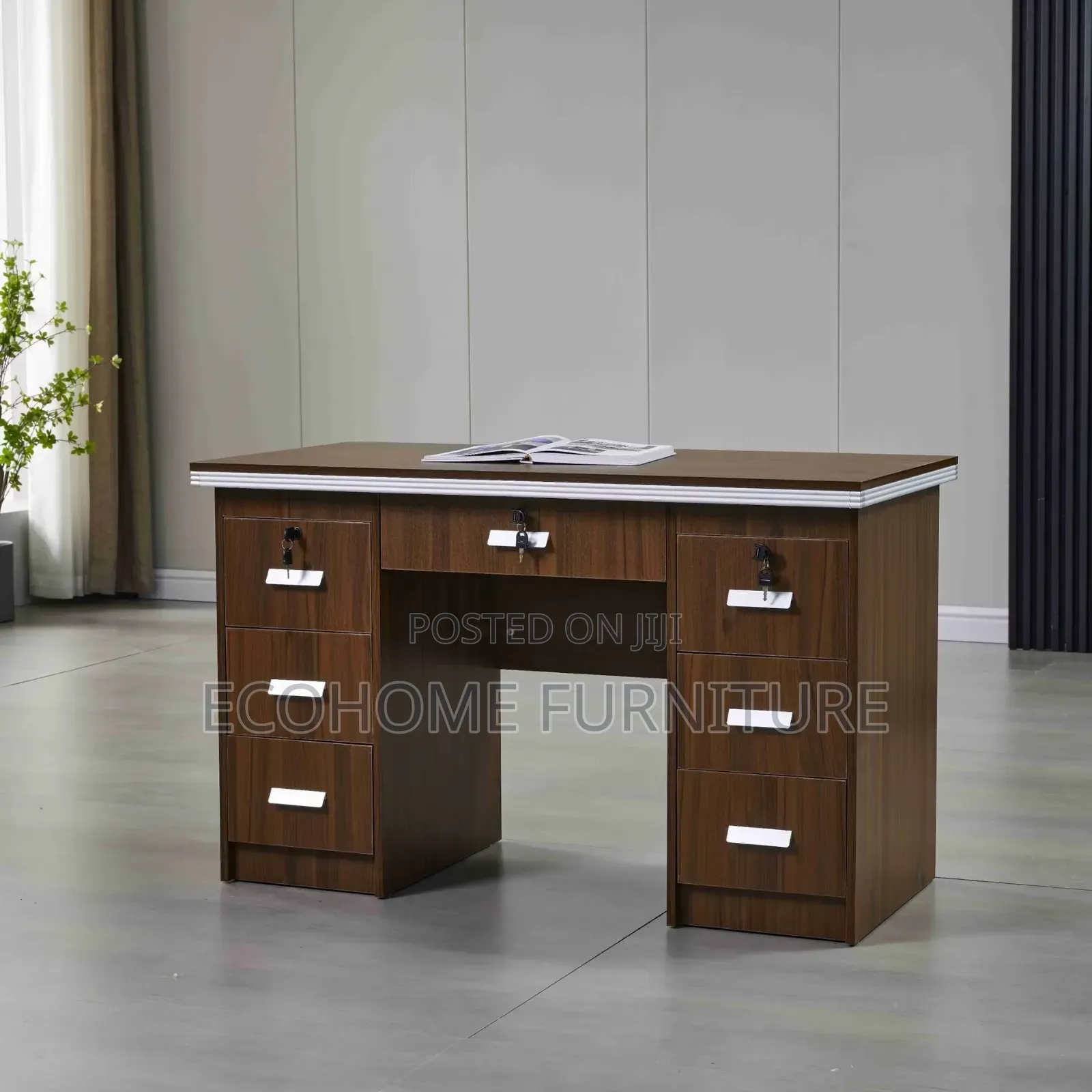 Office Desk. 1.4m Ergonomic Office Desk With Drawers Both Side