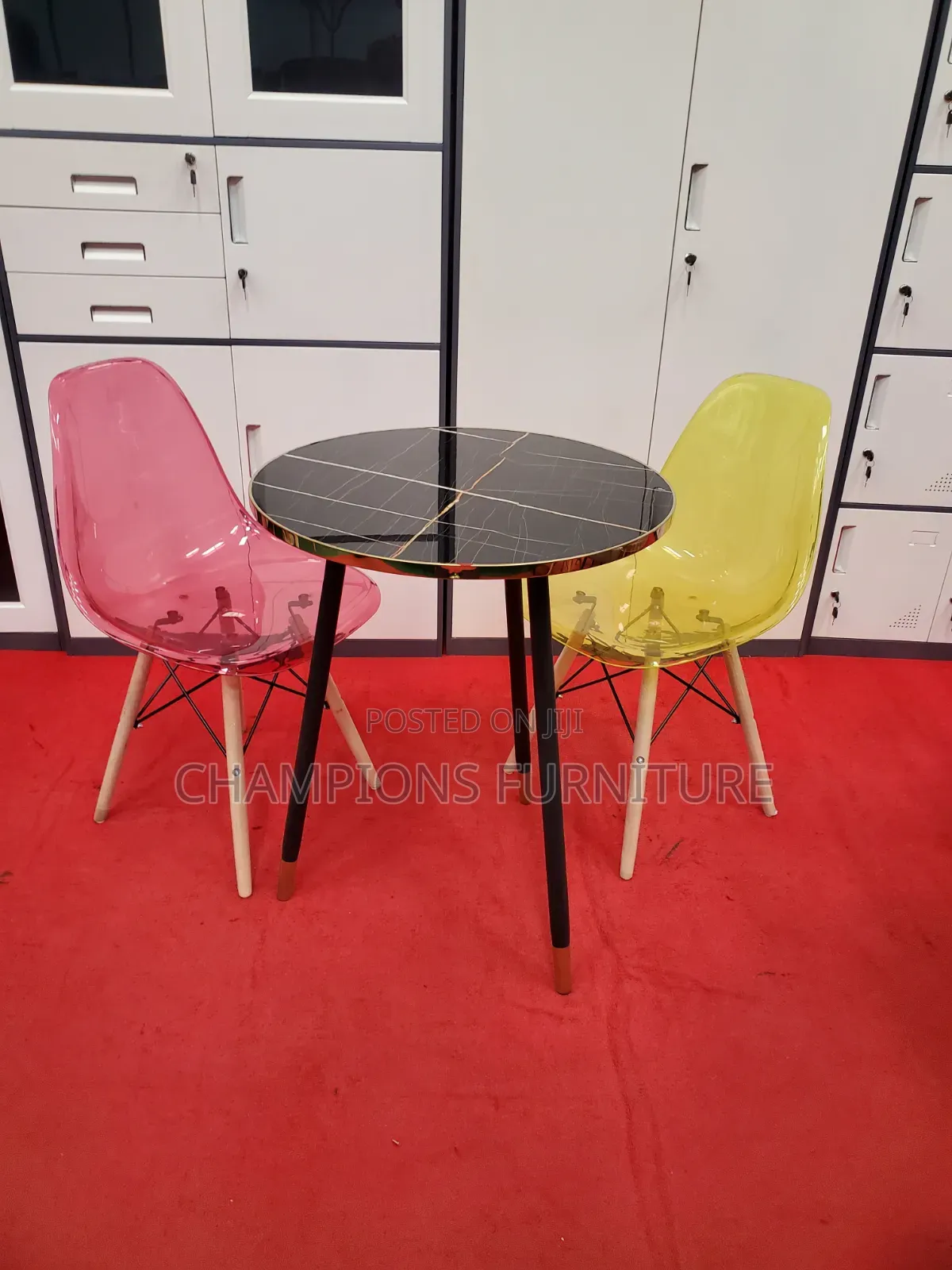 Black Marble Top Tablr and Eames Chairs Set