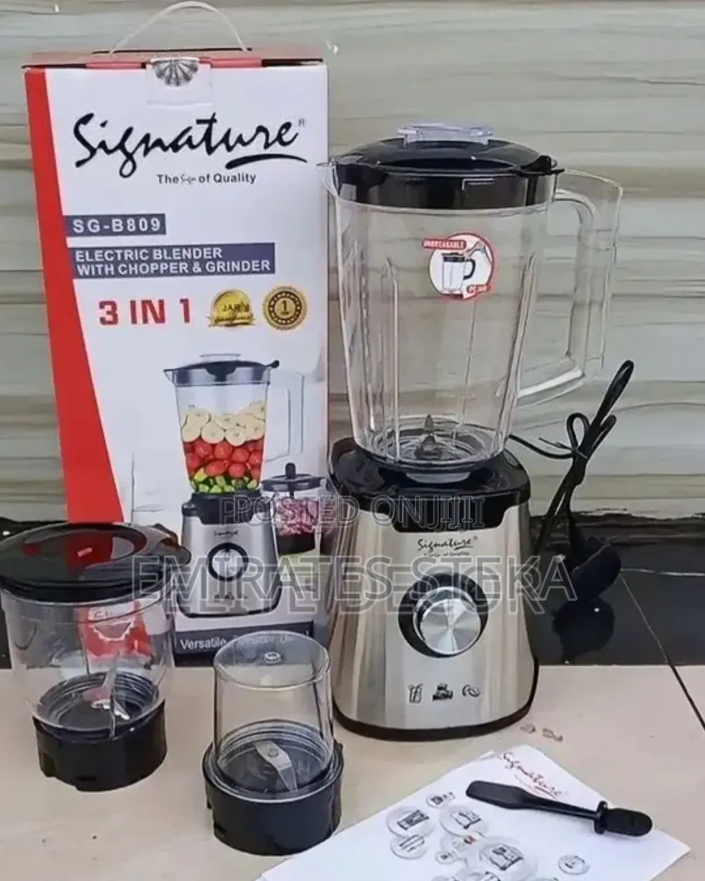 Signature 3 in 1 Electric Blender With Chopper Grinder, PowerfulMotor