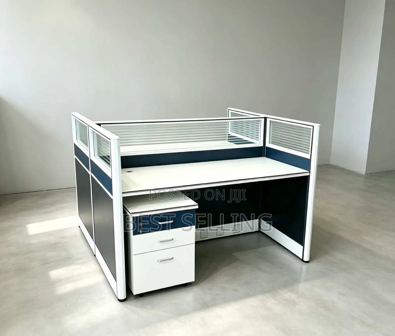 Blue White Modern 2 Way Working Station