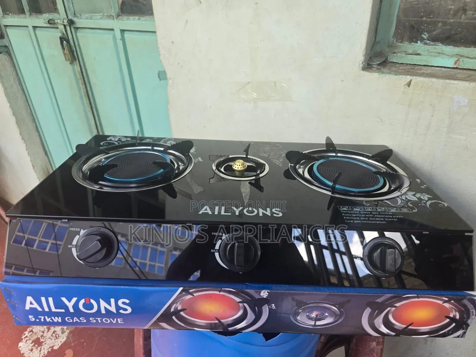 Ailyons 3 Burner Glass Top Gas Cooker Infrared Cooker Classic