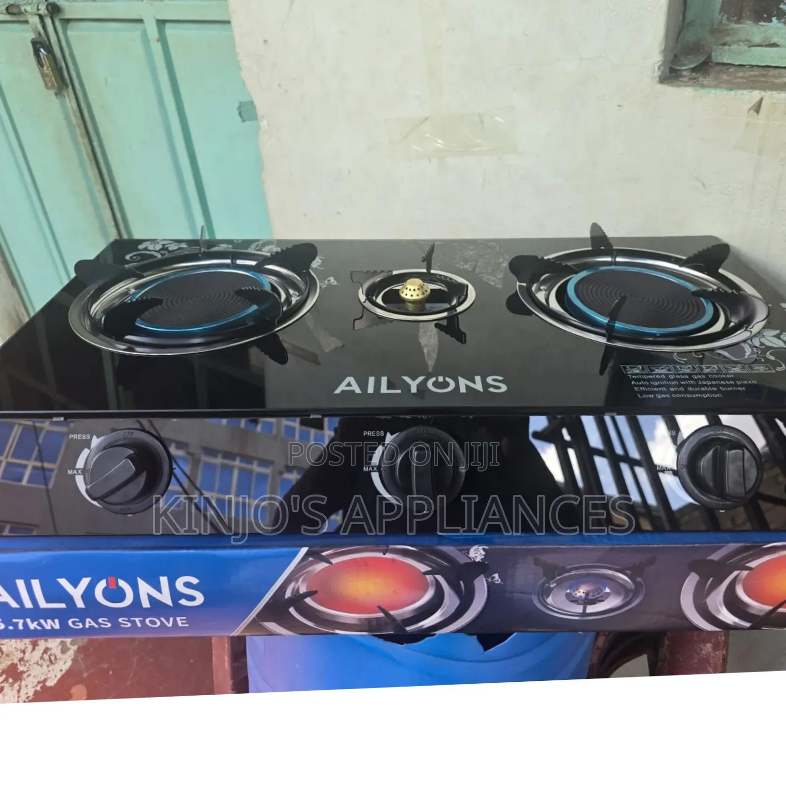 Ailyons 3 Burner Glass Top Gas Cooker Infrared Cooker Classic